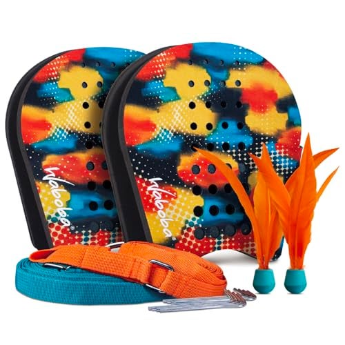 Waboba Battle Bird - Rethink Your Paddle Game – Backyard Set Includes: 2 Wearable Paddles, 2 Small Birdies and a Easy Court to Set-up with Stakes - Size 200 x 120 x 228 mm - Image 1