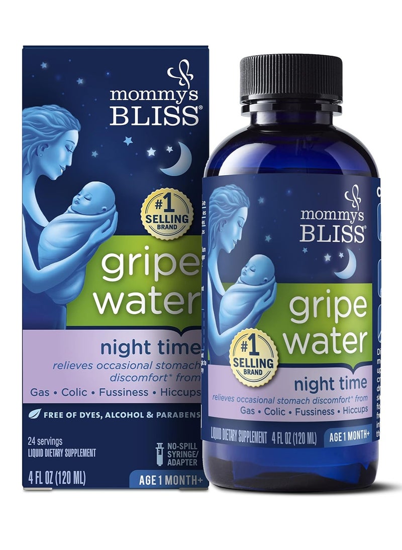 Mommy's Bliss - Mommy's Bliss Gripe Water Night Time, Infant Gas & Colic Relief, Gentle & Safe, 2 Weeks+, 4 FL OZ Bottle (Pack of 1) - Image 1
