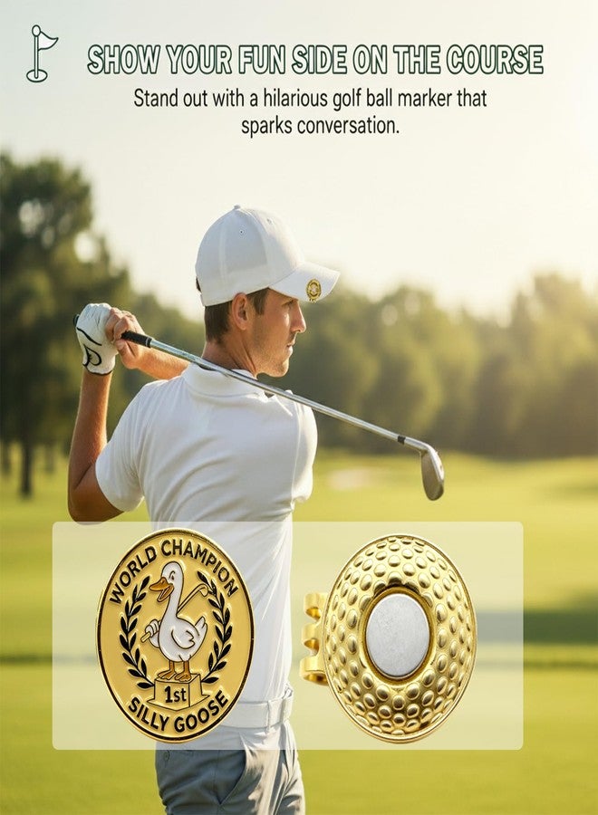 Hather Funny Golf Ball Marker World Champion Goose with Hat Clip, Standard Magnetic Elastic Hat Clip,Unique Golf Gift for Men & Women,Golf Lovers - Image 2