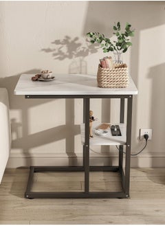 AGD Side Coffee Table with Tocket in White Marble Design  - Image 1