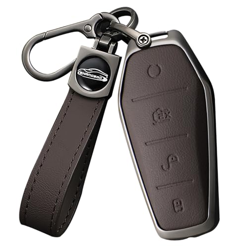 Ysbxitu 4 Buttons Smart Key Fob Cover with Keychain Fit for BYD Remote Key Shell Case Compatible with BYD Han Ev Tang Dm Qin Plus Song ProMAX Yuan ATTO 3 Dolphin Key Sleeve Key HolderA Brown - Image 1