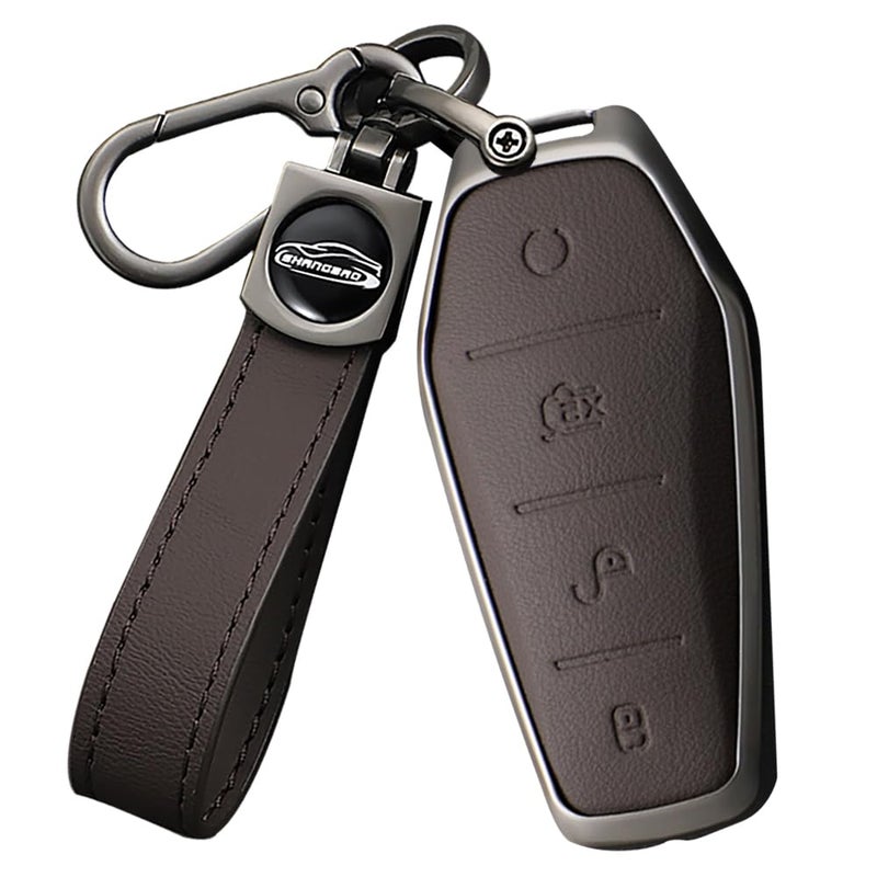 Ysbxitu 4 Buttons Smart Key Fob Cover with Keychain Fit for BYD Remote Key Shell Case Compatible with BYD Han Ev Tang Dm Qin Plus Song ProMAX Yuan ATTO 3 Dolphin Key Sleeve Key HolderA Brown - Image 2