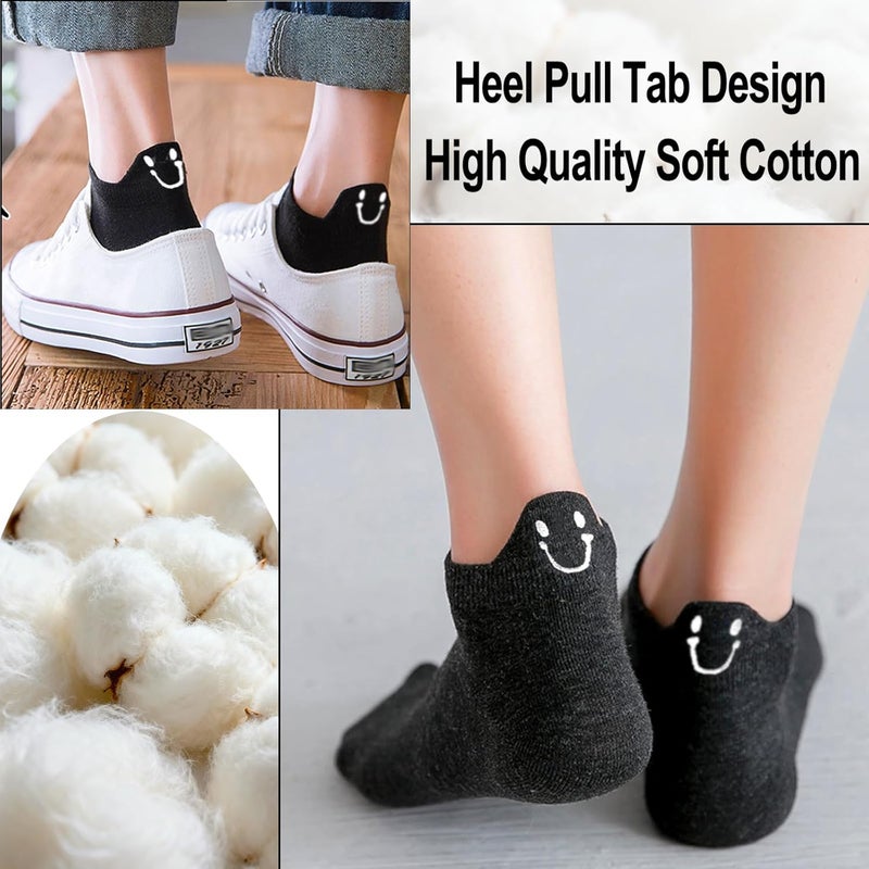 IBEILLI Women Cute Socks 10 Pairs Cotton Kawaii Embroidered Funny Low Cut Ankle Socks for Women Girls - Image 3