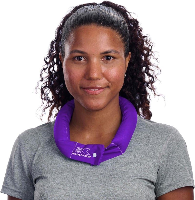 KOOLGATOR Evaporative Cooling Neck Wrap – Reusable Neck Cooler with Long Lasting Relief During Hot Weather Activities, Sports, & Outdoor Work, Purple, 5 Pack - Image 1