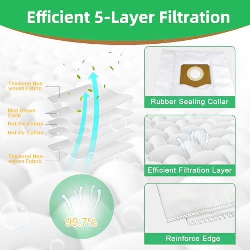 Jusiwow 8 Pack AVG0905 Dust Filter Bags, Compatible with EGO Power 9 Gallon Wet/Dry Vacuum WDV0900, High Efficiency Dust Collection Vac Bags - Image 4