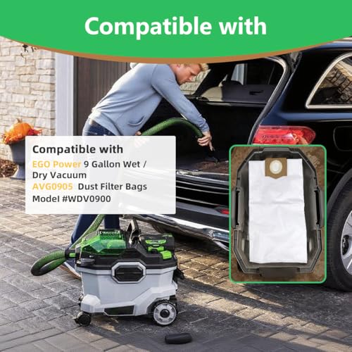 Jusiwow 8 Pack AVG0905 Dust Filter Bags, Compatible with EGO Power 9 Gallon Wet/Dry Vacuum WDV0900, High Efficiency Dust Collection Vac Bags - Image 2