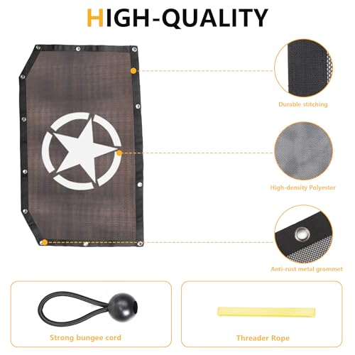 RERPRO غطاء شمس لجيب رانجلر JL JLU 2018-2023 بابين 4 أبواب شبكة أمامية، غطاء قماش ناعم، يحجب الأشعة فوق البنفسجية، الرياح، الضوضاء، النجوم - Image 4