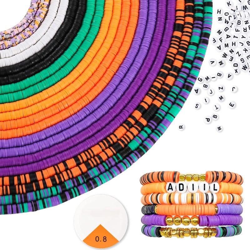 ADIIL 7200pcs Clay Beads Bracelet Making Kit 6mm Polymer Heishi Beads for Jewelry Making Friendship Bracelet Kit Birthday Gift for Adults Halloween