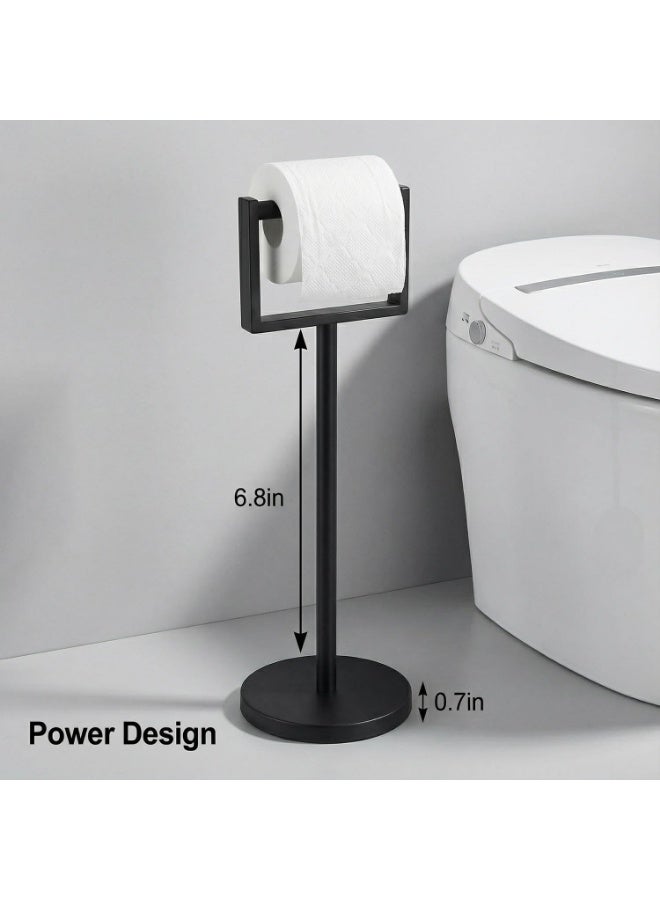 Arabest Weighted Base Toilet Paper Holder, Stainless Steel Toilet Paper Stand, Free Standing Floor Tissue Roll Holder for Bathroom, Matte Black 200UP - Image 3