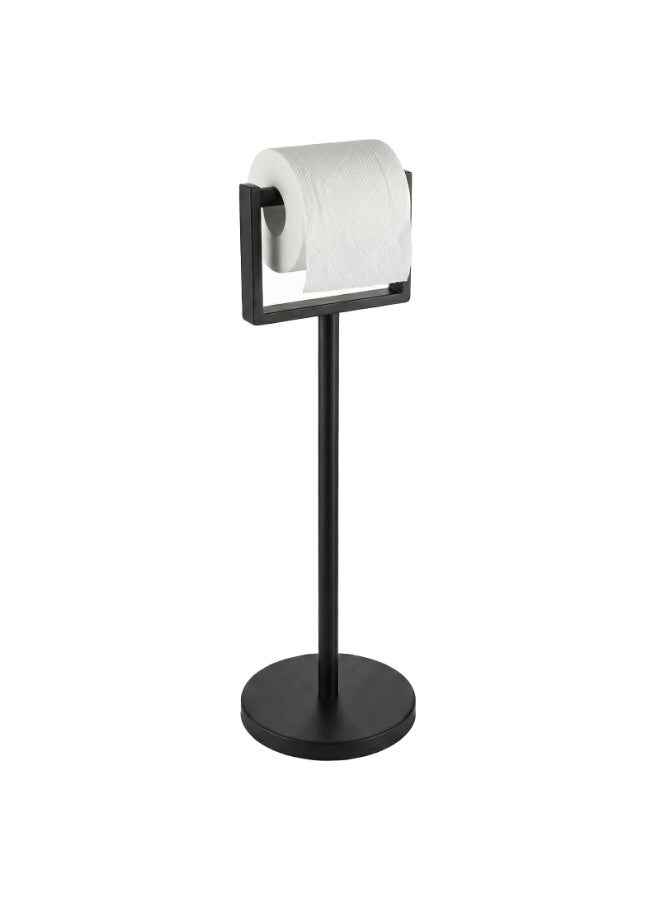 Arabest Weighted Base Toilet Paper Holder, Stainless Steel Toilet Paper Stand, Free Standing Floor Tissue Roll Holder for Bathroom, Matte Black 200UP - Image 1
