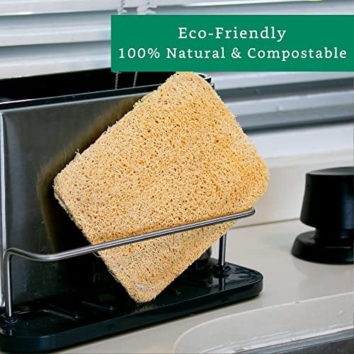 LooLife Natural Loofah Kitchen Sponge (3 Pack) - Natural Sponges for Dishes - Eco Friendly and Compostable Sponges - Plant Based Kitchen Dish Biodegradable Sponge - Image 5
