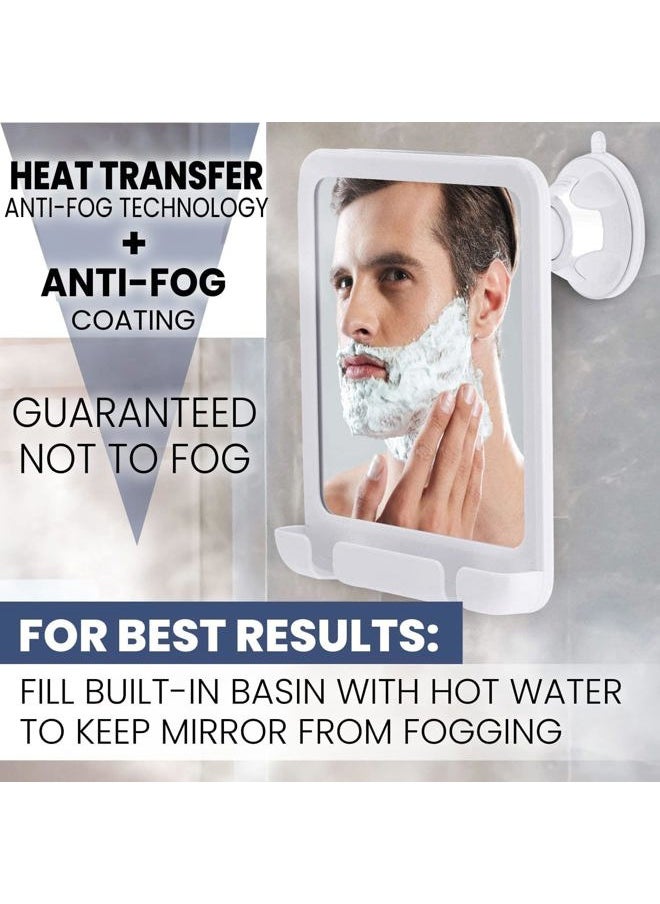 Mirrorvana Shower Shaving Mirror with Dual Anti Fog - Fogless Shatterproof Surface with Razor Holder and Strong 360° Suction Cup (8" x 7", White)  - Image 2