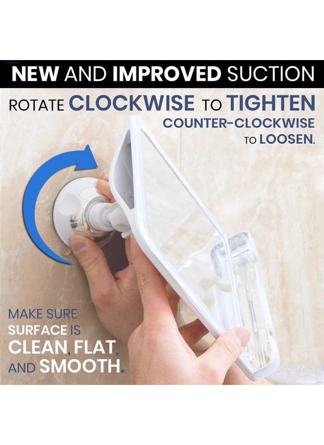 Mirrorvana Shower Shaving Mirror with Dual Anti Fog - Fogless Shatterproof Surface with Razor Holder and Strong 360° Suction Cup (8" x 7", White)  - Image 5