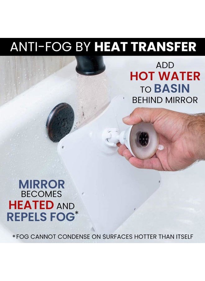 Mirrorvana Shower Shaving Mirror with Dual Anti Fog - Fogless Shatterproof Surface with Razor Holder and Strong 360° Suction Cup (8" x 7", White)  - Image 3