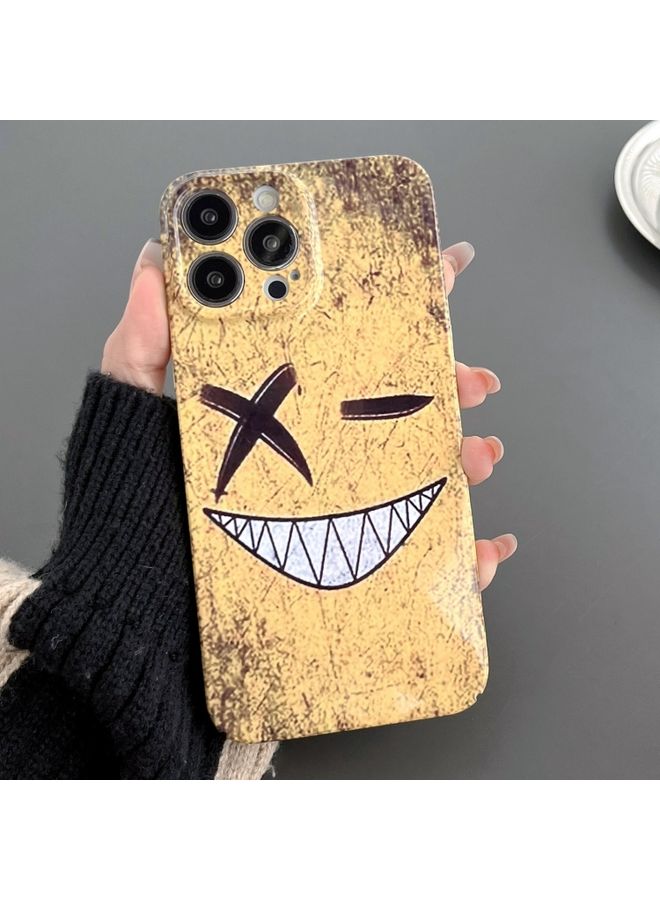 Case Cover For iPhone 12 Pro Max Painted Pattern Precise Hole PC Phone Case Yellow Background Smiling 
