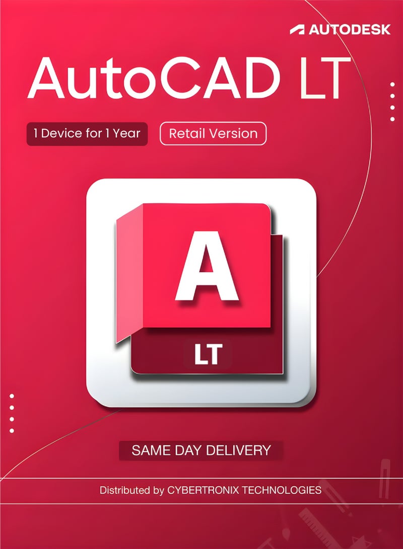 Autodesk AutoCAD LT  ( Retail Version ) | 1 Device for 1 Year | Digital License | SAME DAY DELIVERY