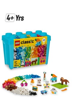 LEGO 11038 صندوق طوب كلاسيكي نابض بالحياة ومبدع لعبة خيالية للأطفال، حصان، كرز، طاحونه، لوح تزلج، فراشة، جيتار، طائرة، وحيد القرن، نموذج منزل، سيارة، هدية للفتيات والفتيان من سن 4 سنوات وما فوق (850 قطعة)  - Image 1