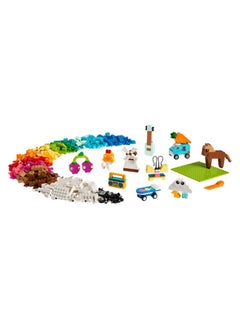 LEGO 11038 صندوق طوب كلاسيكي نابض بالحياة ومبدع لعبة خيالية للأطفال، حصان، كرز، طاحونه، لوح تزلج، فراشة، جيتار، طائرة، وحيد القرن، نموذج منزل، سيارة، هدية للفتيات والفتيان من سن 4 سنوات وما فوق (850 قطعة)  - Image 4