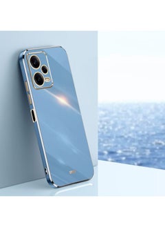 HuHa غطاء حافظة لهاتف شاومي ريدمي نوت 12 برو 5G الصين XINLI حافة مستقيمة 6D طلاء إلكتروني TPU لون أزرق سماوي 