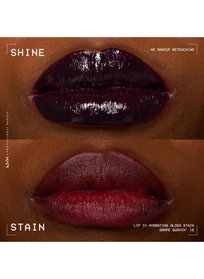 نيكس مكياج المحترفين Lip Iv Hydrating Gloss Stain Lip Gloss Up To 12Hr Hydration High Pigment Wet Shine Finish Grape Gushin'