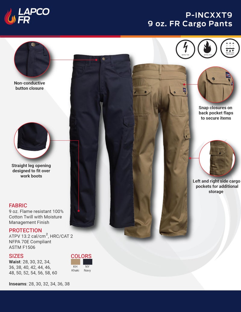 LAPCO FR Cargo Pants for Men, 100% Cotton, Flame Resistant Utility Work Pants, Mid Rise, Straight Leg, Relax Fit, Moisture Management Finish - Image 5