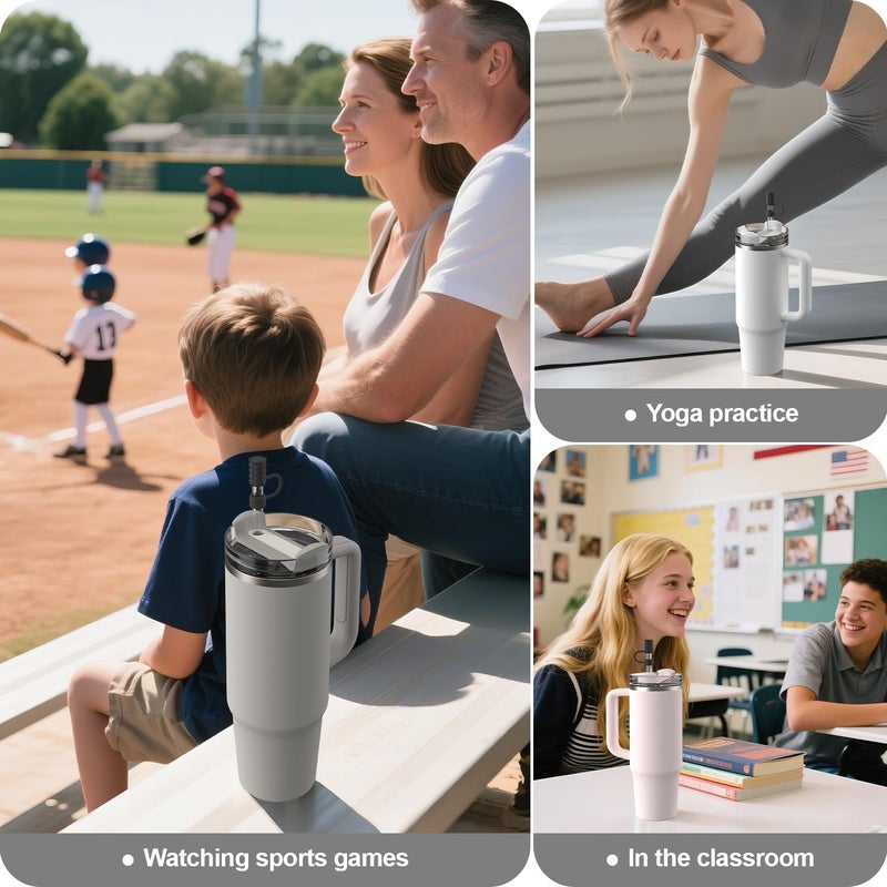 YOTIME 6Pcs Silicone Straw Covers Cap, 0.39in/10mm Straw Toppers Compatible with Stanley Cup 40 & 30 oz, Reusable Dust-Proof Cover Cap for Tumbler with Handle, Black - Image 5