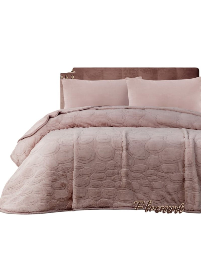 Two-layer blanket, double-sided, one side jacquard laser-cut and the other side soft fleece, Spanish design