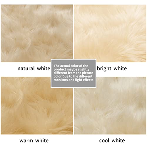 Tangsoo Small Faux Fur Rug 2x4 ft Ultra Soft Sheepskin Rug Chair Sofa Cover Seat Pad, Beige Fluffy Shag Rug for Bedroom Nursery Kids Room, Luxury Shaggy Rug Fuzzy Plush Floor Carpets - Image 5