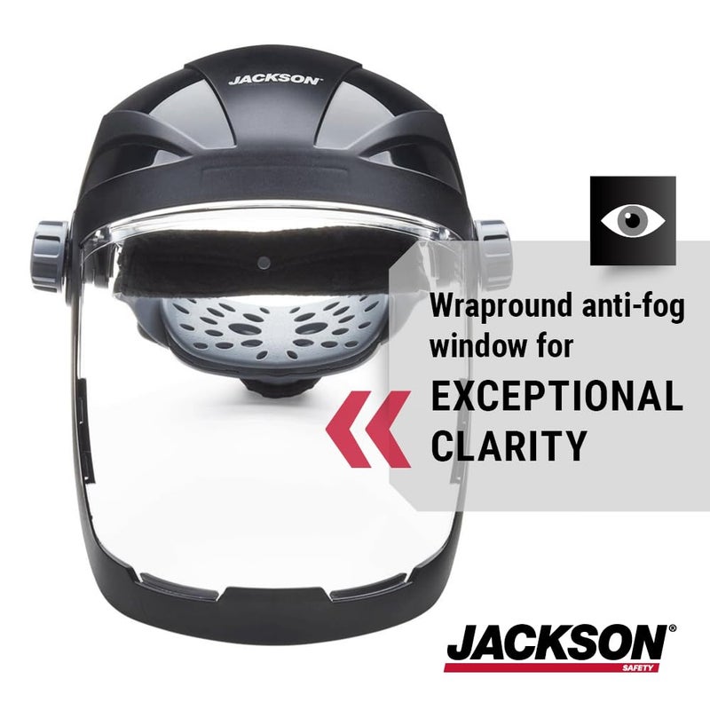 Jackson Safety QUAD500 Face Shield with Ratcheting Headgear, Clear Tint, Anti-Fog Coating, Black, 14220 - Image 4