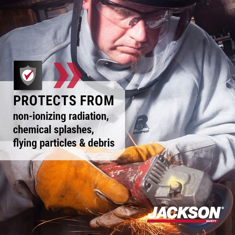 Jackson Safety QUAD500 Face Shield with Ratcheting Headgear, Clear Tint, Anti-Fog Coating, Black, 14220 - Image 2