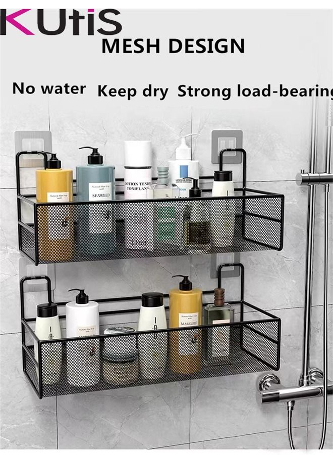 Kutis 1-Piece Bathroom Shelf Shower Shampoo Soap Organizer Wall Mounts Storage Rack Black 36x15x9Centimeter - Image 4