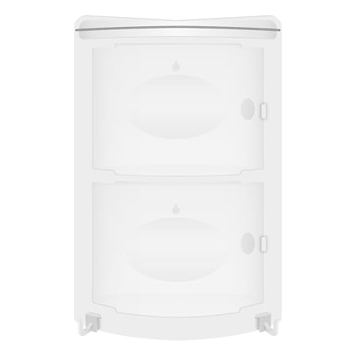 TRENDY Modern Wall Mounted Plastic Bathroom Shelf | 2-Tier Storage with Door & Open Shelf | Durable Compact Corner Organizer for Kitchen, Bathroom & Office (White) - Image 4