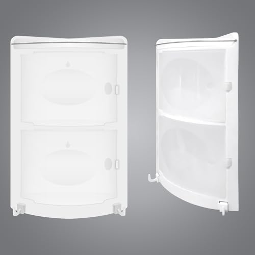 TRENDY Modern Wall Mounted Plastic Bathroom Shelf | 2-Tier Storage with Door & Open Shelf | Durable Compact Corner Organizer for Kitchen, Bathroom & Office (White) - Image 2