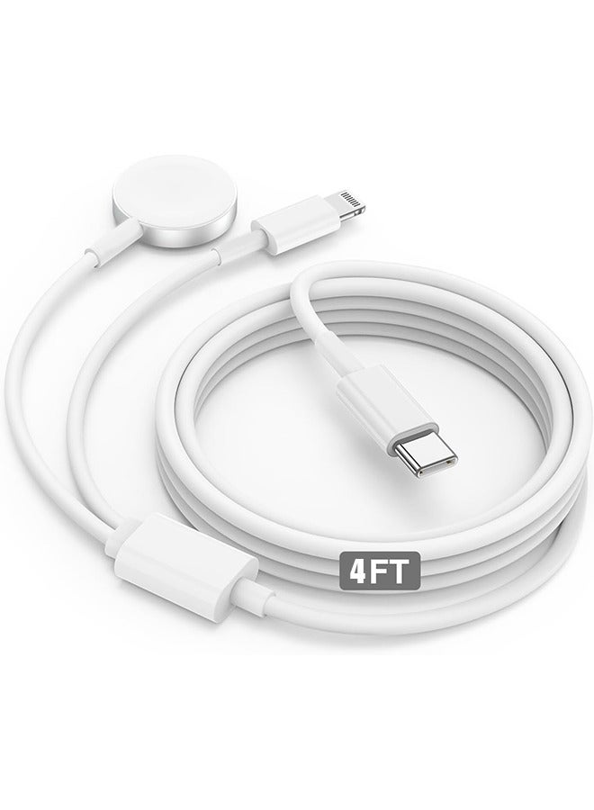 2 in 1 Apple Watch Charger, USB C Magnetic iWatch Charger Cord  USB-C to Lighting Cable 6FT with Type C Block, Fast Charging i-Watch Series Ultra/9/8/7/6/SE/5, for Phone 14/13/12/11 Series - Image 1