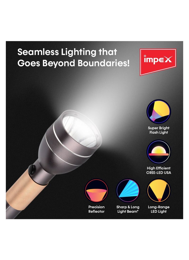 Impex LEADER P2 1500mAh Rechargeable LED Flashlight featuring Water Proof  - Image 4