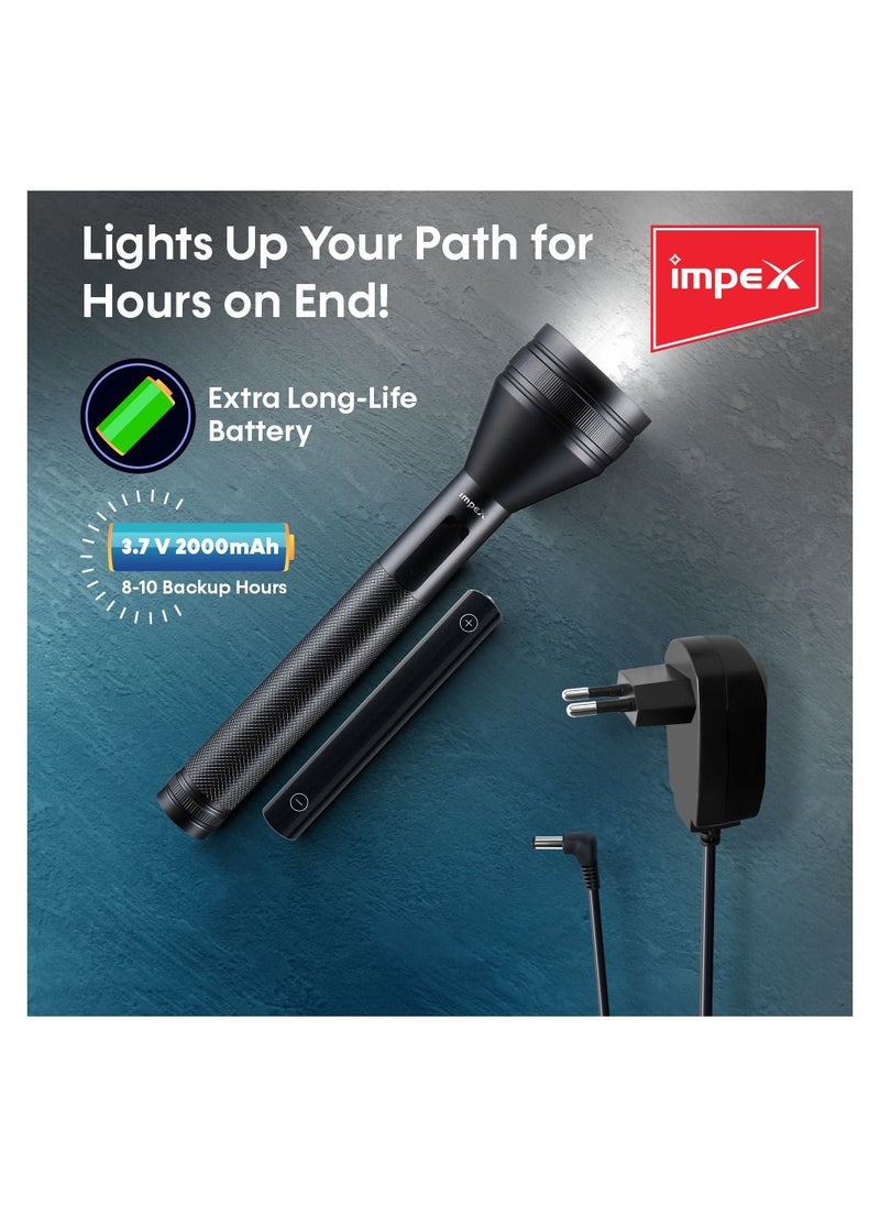 Impex LEADER P2 1500mAh Rechargeable LED Flashlight featuring Water Proof  - Image 5