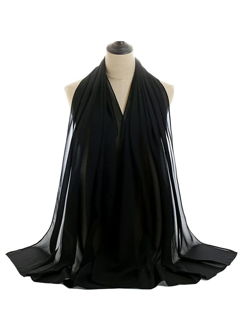 Hijab House Premium Black Chiffon Hijab for Muslim Women | Lightweight, Breathable & Non-Slip Headscarf | 28 x 72 Inches Long | Elegant, Daily & Occasion Wear - Image 3