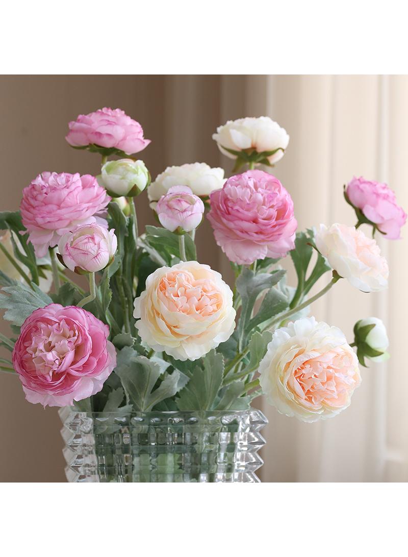 Generic 5-Pieces Artificial flower simulation dew lotus 3 head home decoration plants Champagne  - Image 2