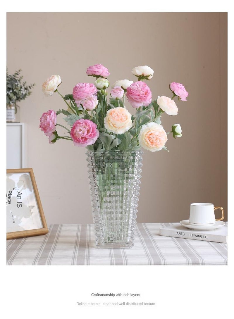 Generic 5-Pieces Artificial flower simulation dew lotus 3 head home decoration plants Champagne  - Image 3