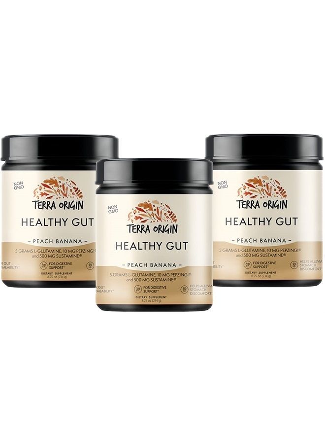 Terra Origin Healthy Gut Peach Banana | 3-Pack, 90 Servings (Three 30-Serving tubs) with L-Glutamine, Zinc, Glucosamine, Slippery Elm Bark, Marshmallow Root and More!  - Image 5