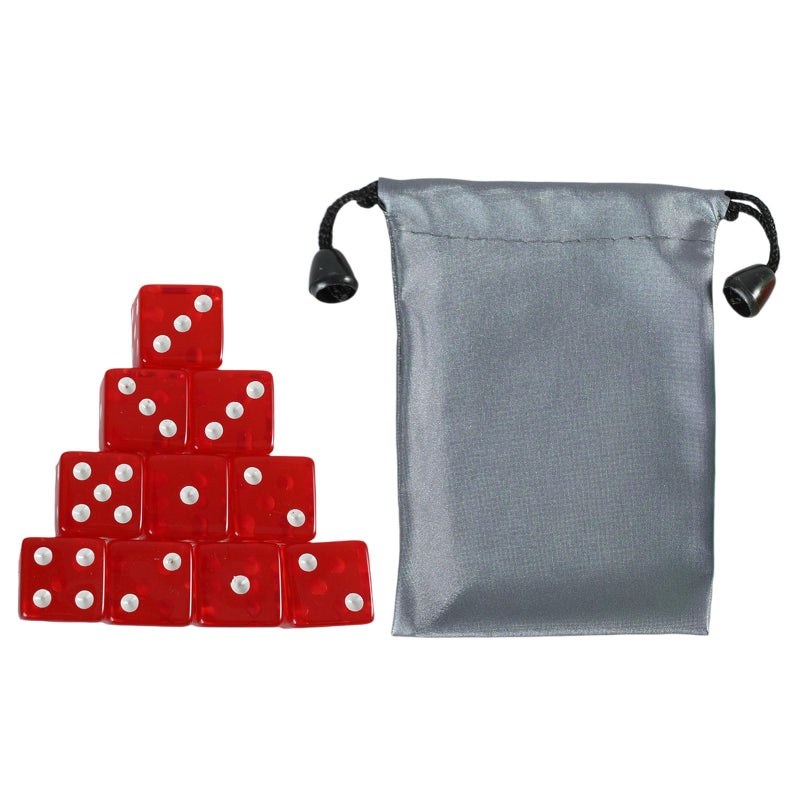 10 Pack 19mm Acrylic Dice Set Red Six Sided Square Corner Cubes With Dots - Image 2