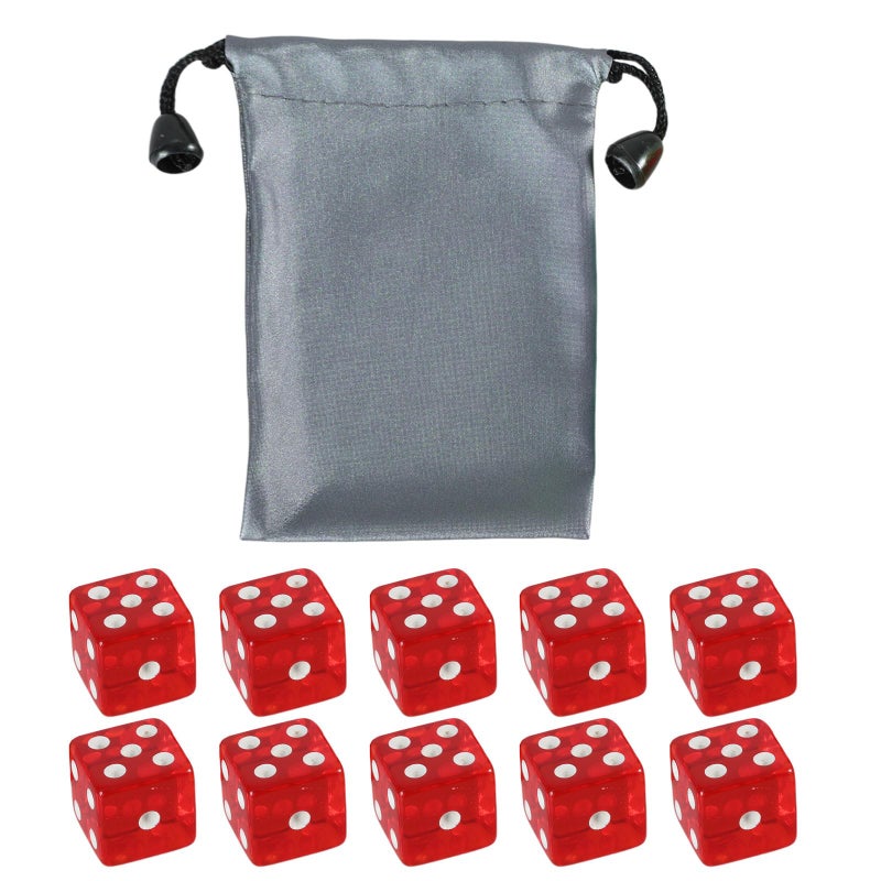 10 Pack 19mm Acrylic Dice Set Red Six Sided Square Corner Cubes With Dots - Image 4