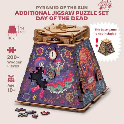 iDventure Cluepuzzle Pyramid of The Sun Wooden 3D Puzzle Escape Room Box Sequential Riddles with Hidden Treasure Fun Family Game Night Activity for Ages 10 Extension Day of The Dead - Image 5