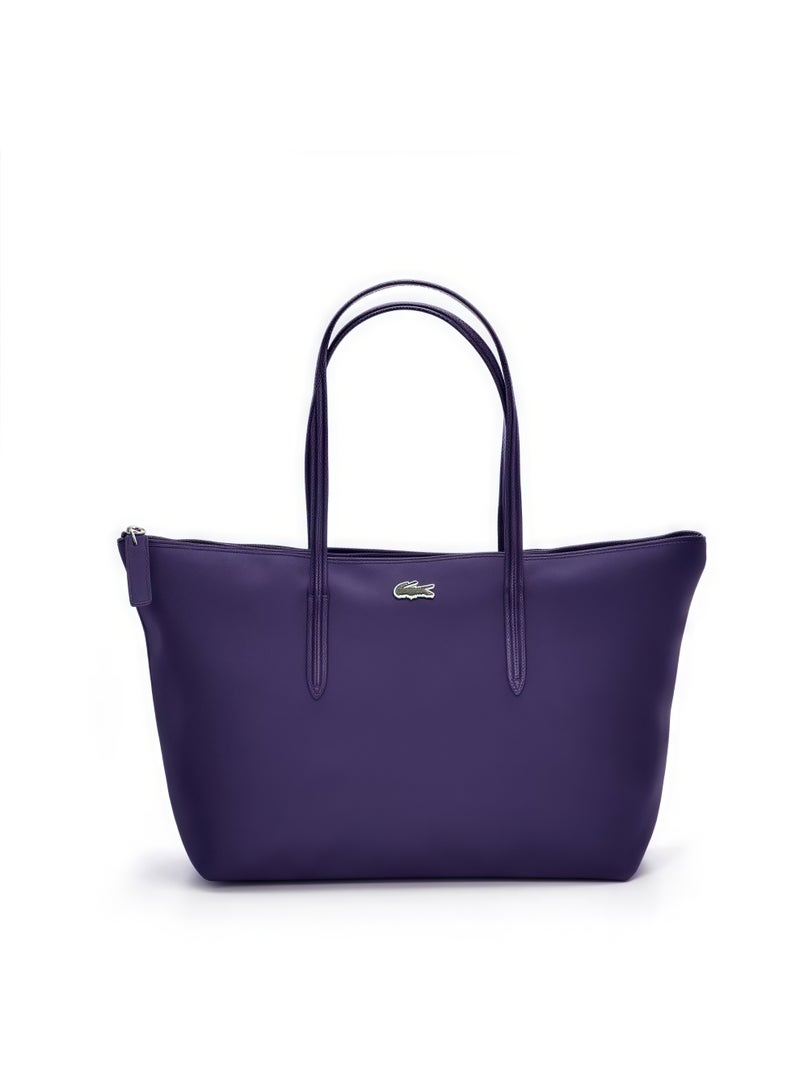 LACOSTE Lacoste Women's L12.12 Concept Fashion Versatile Large Capacity Medium Size Zipper Handheld Shoulder Bag Tote Bag Large Purple 37cm * 15cm * 13cm - Image 1