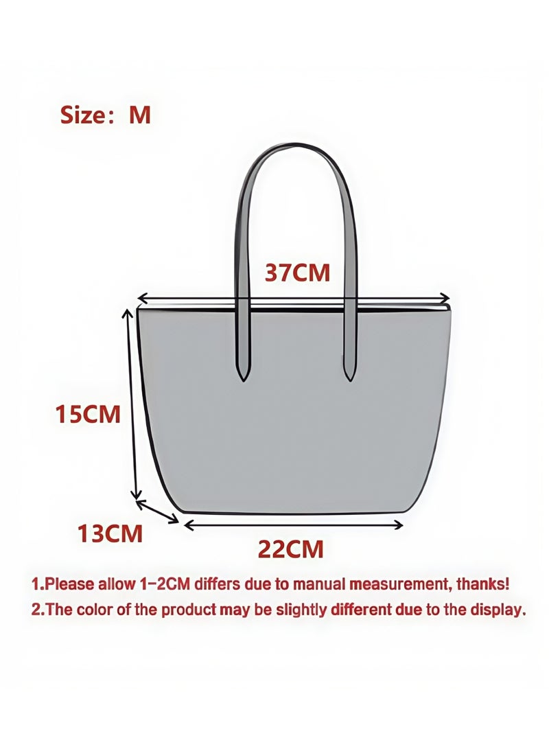LACOSTE Lacoste Women's L12.12 Concept Fashion Versatile Large Capacity Medium Size Zipper Handheld Shoulder Bag Tote Bag Large Purple 37cm * 15cm * 13cm - Image 4