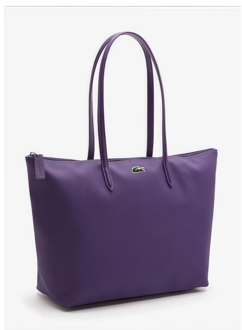 LACOSTE Lacoste Women's L12.12 Concept Fashion Versatile Large Capacity Medium Size Zipper Handheld Shoulder Bag Tote Bag Large Purple 37cm * 15cm * 13cm - Image 3