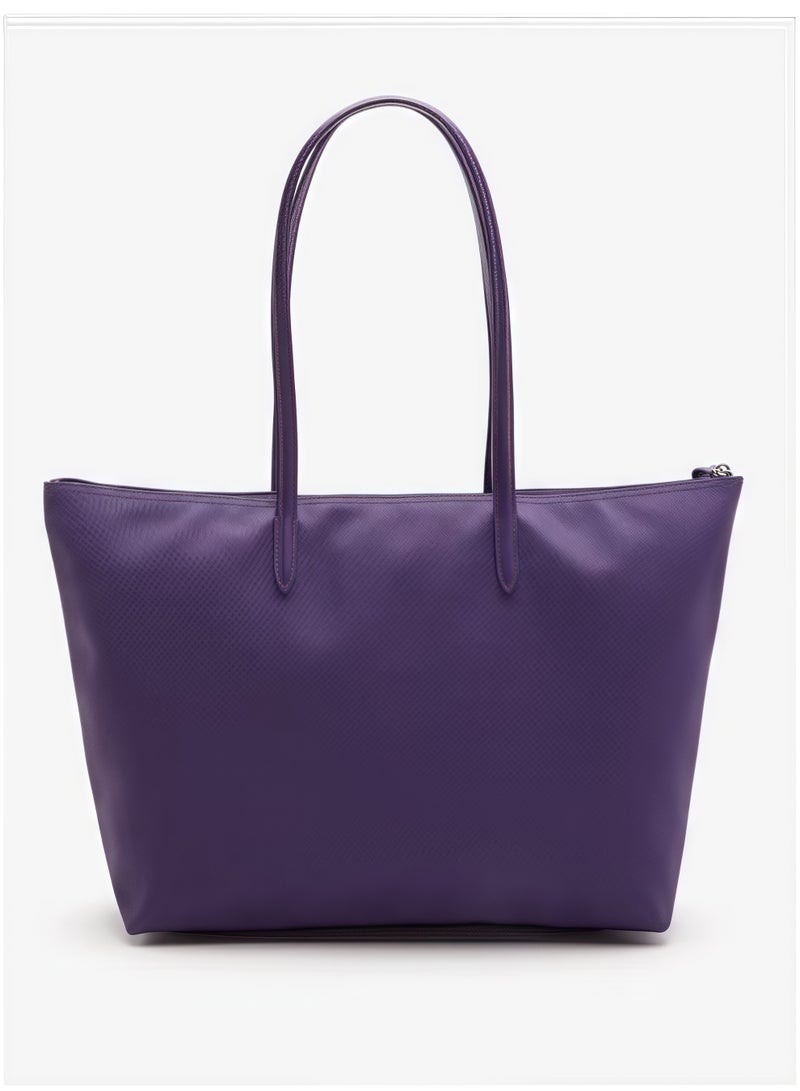 LACOSTE Lacoste Women's L12.12 Concept Fashion Versatile Large Capacity Medium Size Zipper Handheld Shoulder Bag Tote Bag Large Purple 37cm * 15cm * 13cm - Image 2