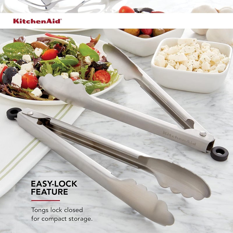 KitchenAid Universal Utility and Serving Stainless Steel Kitchen Tongs, Set of 2 - Image 3