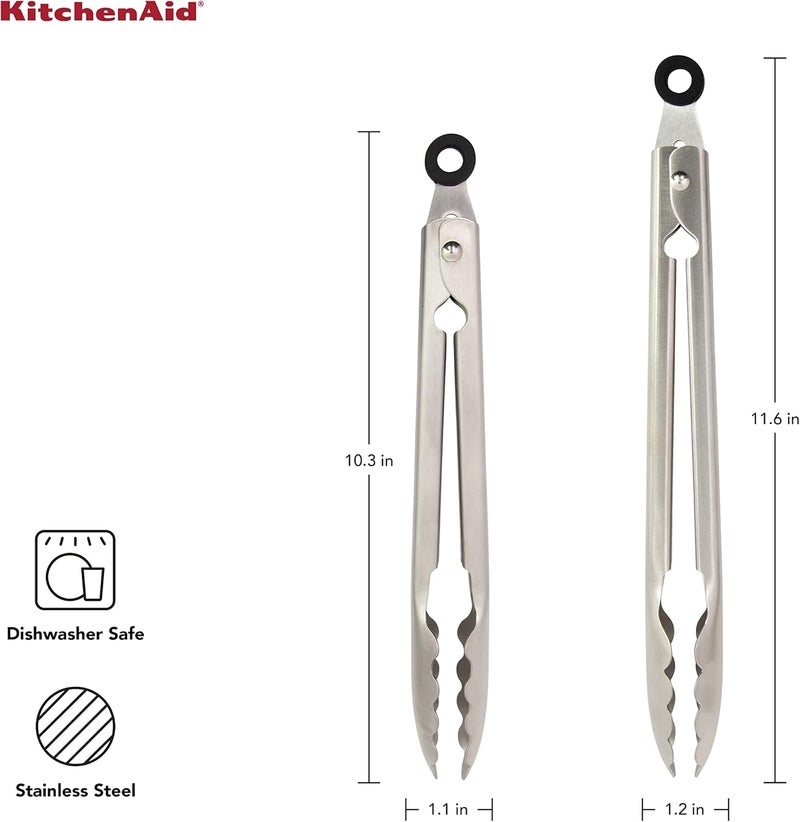 KitchenAid Universal Utility and Serving Stainless Steel Kitchen Tongs, Set of 2 - Image 1