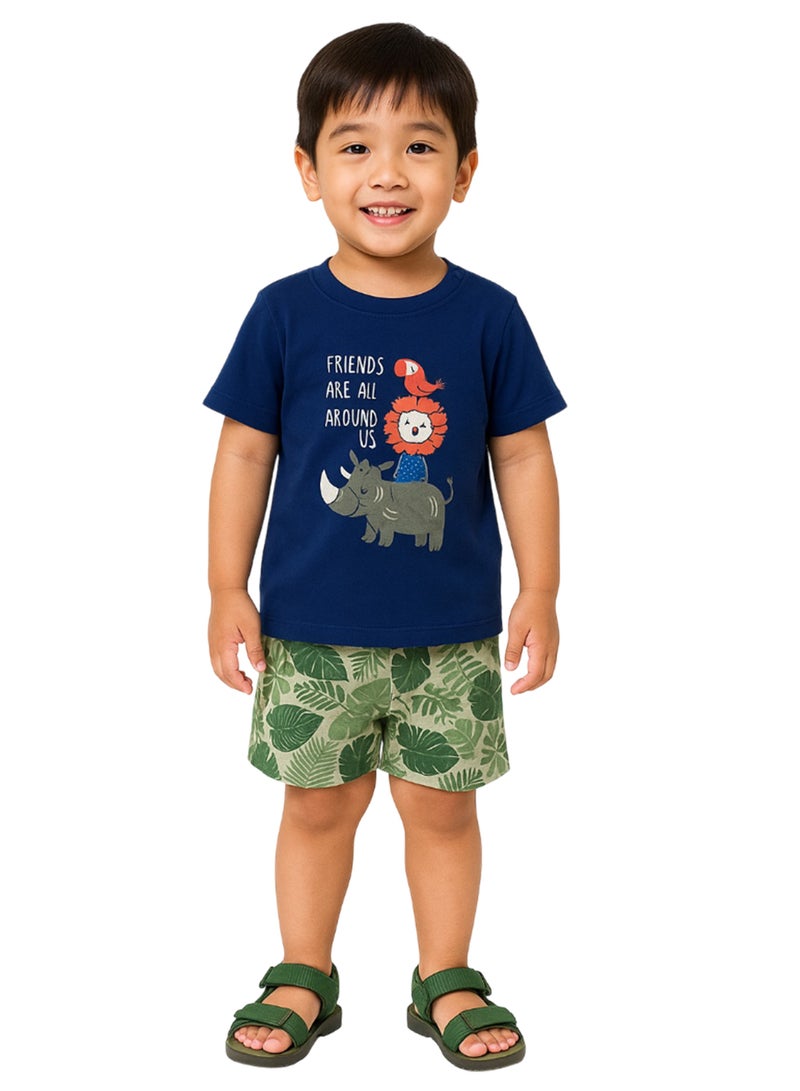 لؤي مجموعة ملابس أطفال للأولاد والبنات مصنوعة من القطن العضوي بنسبة 100% من LUAY، مجموعة ملابس قصيرة الأكمام للأطفال للأولاد والبنات الصغار - Image 1